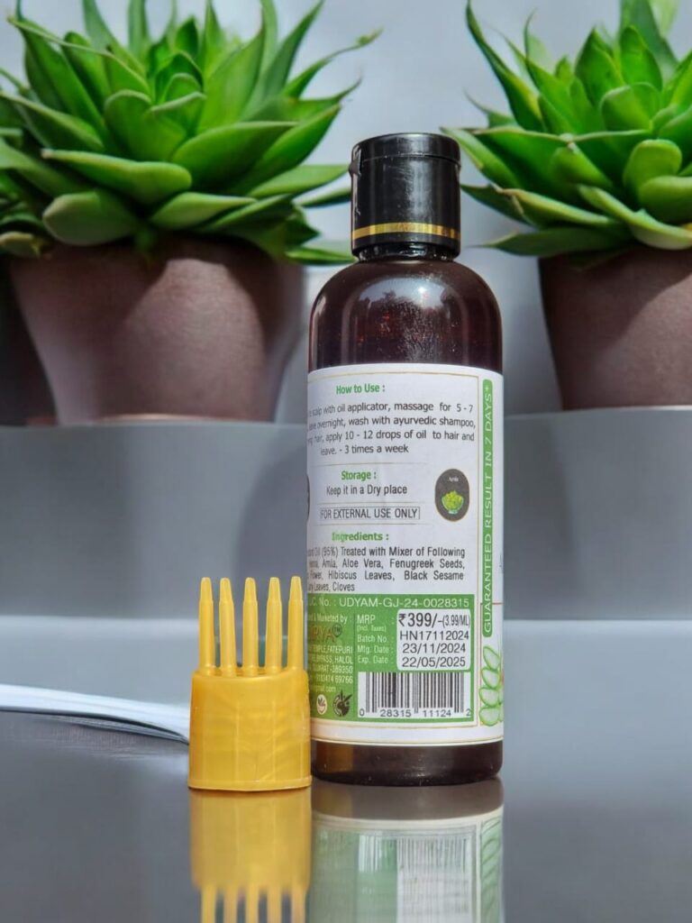 Brand: Vedriya Product Name: Anti Hairfall Oil GUARANTEED RESULT FREE HOME DELIVERY IN GUJARAT Key Benefits: - Reduces Hair Fall - Nourishes Scalp - Promotes Hair Growth - Usage Instructions: - Apply with oil applicator, massage for 5-7 minutes - Leave overnight, wash with Ayurvedic shampoo - For dry hair: Apply 10-12 drops of oil to hair and leave - Use 3 times a week - Key Ingredients: - Pure Mustard Oil (95%) - Henna - Amla - Aloe Vera - Cloves - MRP: ₹399/- for 100ml Sale Price: ₹299/- only.