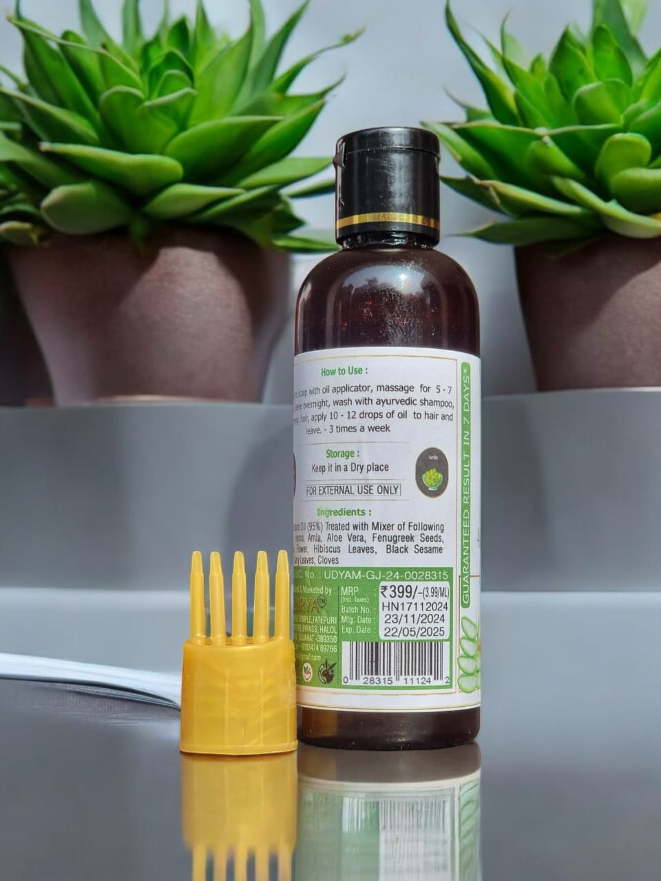 Brand: Vedriya Product Name: Anti Hairfall Oil GUARANTEED RESULT FREE HOME DELIVERY IN GUJARAT Key Benefits: - Reduces Hair Fall - Nourishes Scalp - Promotes Hair Growth - Usage Instructions: - Apply with oil applicator, massage for 5-7 minutes - Leave overnight, wash with Ayurvedic shampoo - For dry hair: Apply 10-12 drops of oil to hair and leave - Use 3 times a week - Key Ingredients: - Pure Mustard Oil (95%) - Henna - Amla - Aloe Vera - Cloves - MRP: ₹399/- for 100ml Sale Price: ₹299/- only.